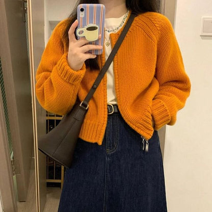 Crewneck Zip-Up Cardigan