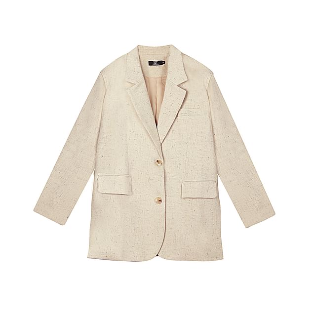Plus Size Plain Single-Breasted Blazer