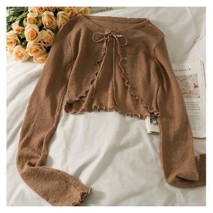 Lettuce Edge Lace-Up Cardigan