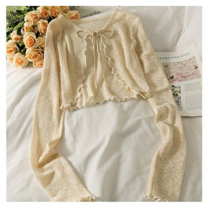 Lettuce Edge Lace-Up Cardigan