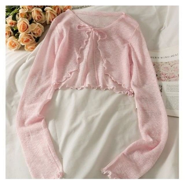 Lettuce Edge Lace-Up Cardigan