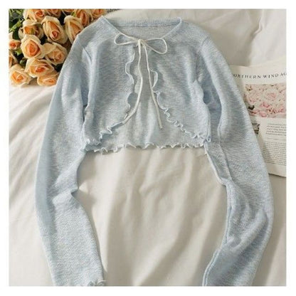 Lettuce Edge Lace-Up Cardigan