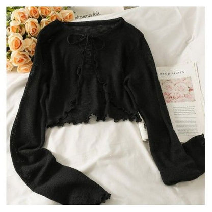 Lettuce Edge Lace-Up Cardigan