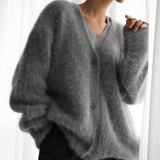 Fluffy V-Neck Cardigan