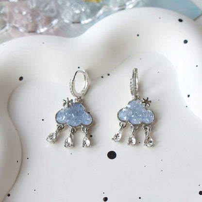 Earring Cloud Rhinestone Drop Huggie Fringed