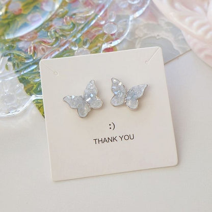 Crystal Ear Faux Butterfly Clip-On Earring / Stud