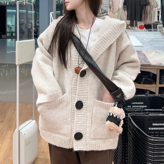 Hooded Oversized Cardigan with Pocket Detail