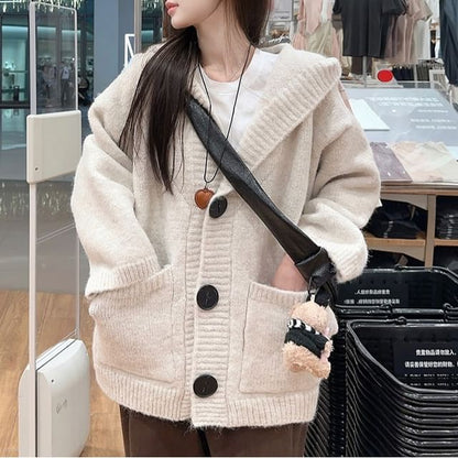 Hooded Oversized Cardigan with Pocket Detail