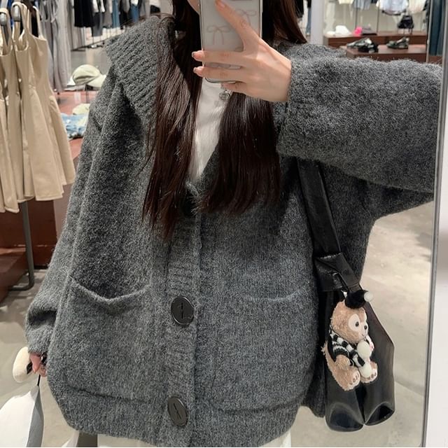 Hooded Oversized Cardigan with Pocket Detail