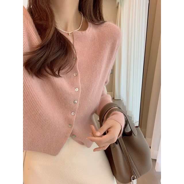 Notch Neck Ribbed Cardigan