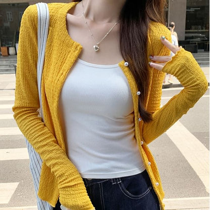 Crewneck Button-Up Cardigan