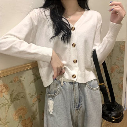 Button-Up V-Neck Cardigan