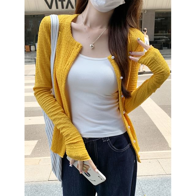 Crewneck Button-Up Cardigan