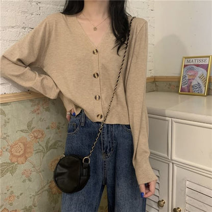 Button-Up V-Neck Cardigan