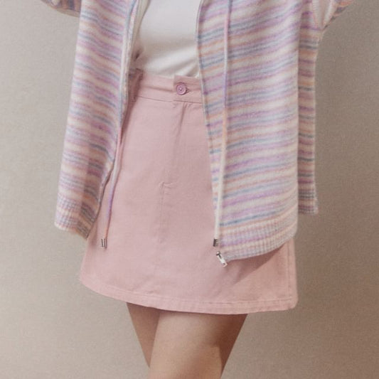 Plus Size High Rise Plain Mini A-Line Skirt