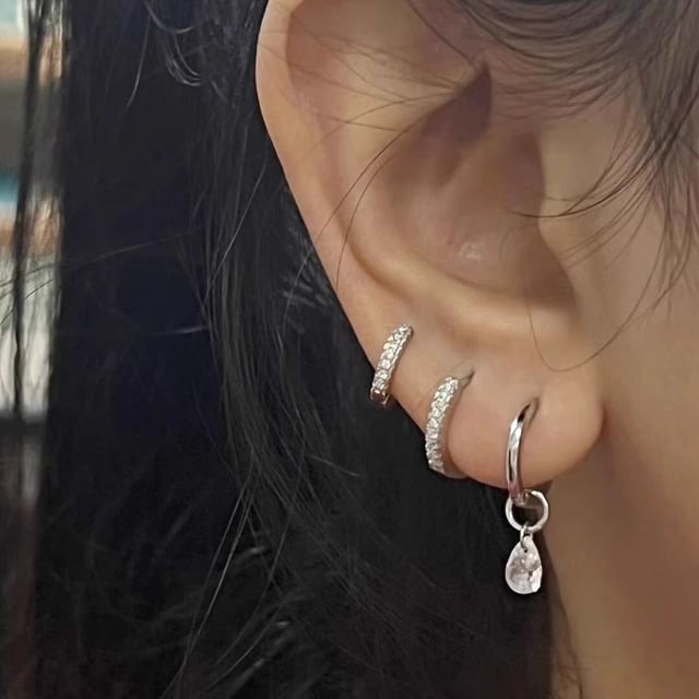 Rhinestone Drop Set of Alloy Huggie + Earring 3: