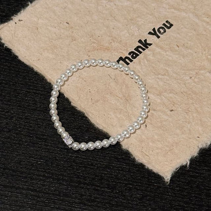 Alloy Rhinestone Pearl Bracelet Faux