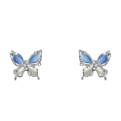 Butterfly Stone Earring Cat Faux Stud Eye Alloy
