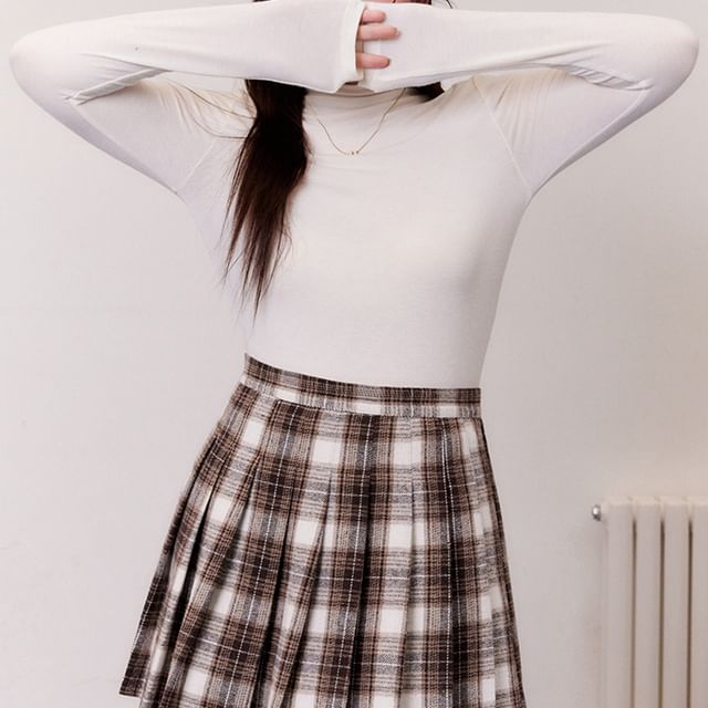 Plus Size Long Sleeve Mock Neck Plain Top