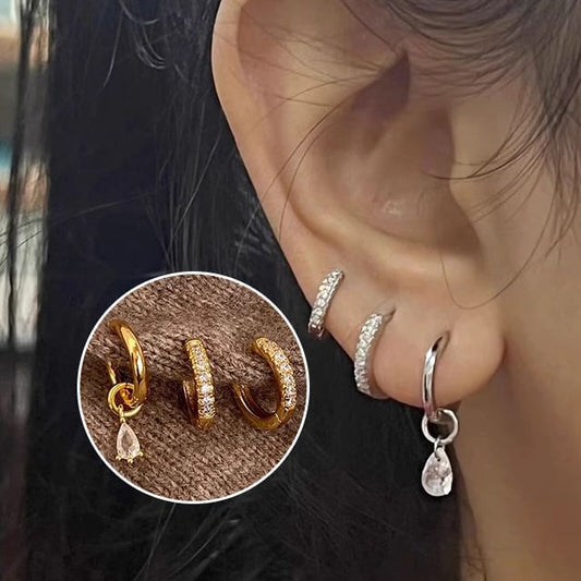 Rhinestone Drop Set of Alloy Huggie + Earring 3: