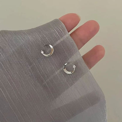 Earring Moon Alloy Rhinestone Stud