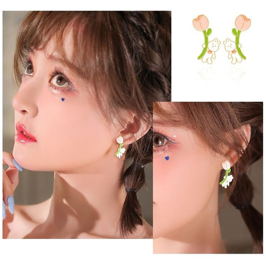 / Rabbit Designs ) Ear Stud Sterling Cuff Various Silver Earring Cartoon (