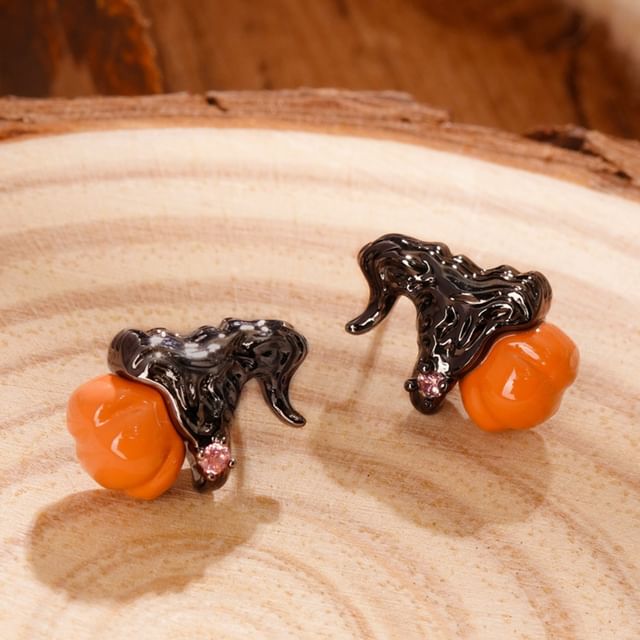Sterling Earring / Cuff Ear Stud Phantom Halloween Pumpkin Silver