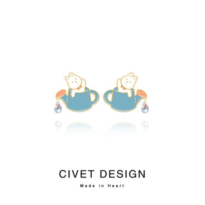 / Rabbit Designs ) Ear Stud Sterling Cuff Various Silver Earring Cartoon (