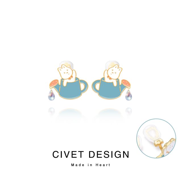 / Rabbit Designs ) Ear Stud Sterling Cuff Various Silver Earring Cartoon (