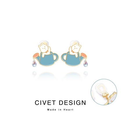 / Rabbit Designs ) Ear Stud Sterling Cuff Various Silver Earring Cartoon (