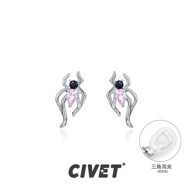 Stud Ear / Cuff Simple Earring Sterling Silver Spider