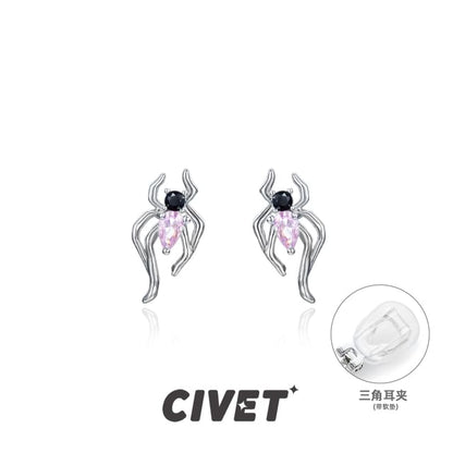 Stud Ear / Cuff Simple Earring Sterling Silver Spider