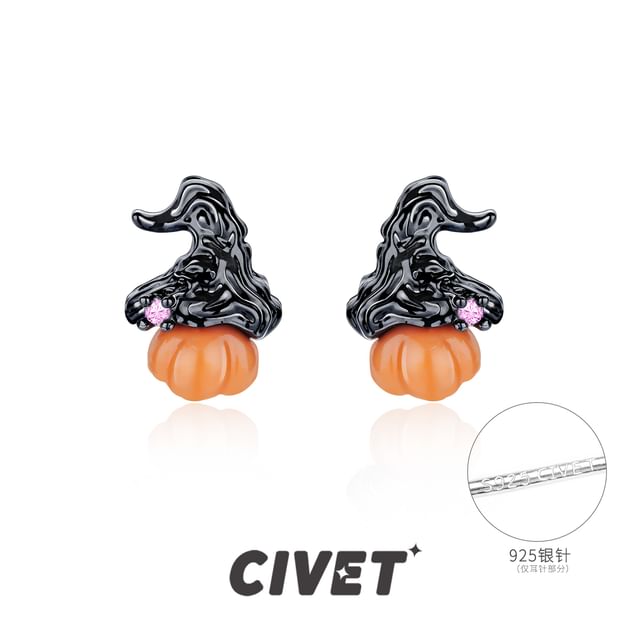Sterling Earring / Cuff Ear Stud Phantom Halloween Pumpkin Silver