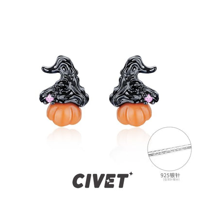 Sterling Earring / Cuff Ear Stud Phantom Halloween Pumpkin Silver