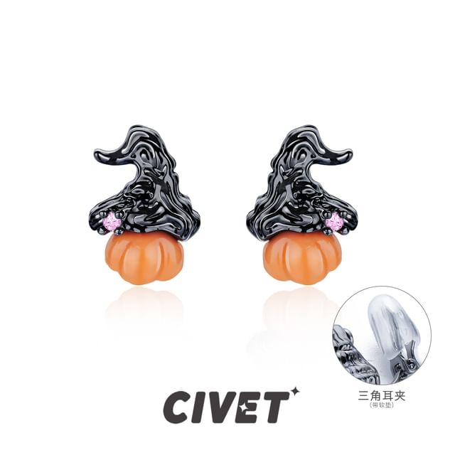 Sterling Earring / Cuff Ear Stud Phantom Halloween Pumpkin Silver