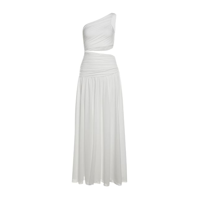One Shoulder Sleeveless Cutout A-Line Maxi Dress