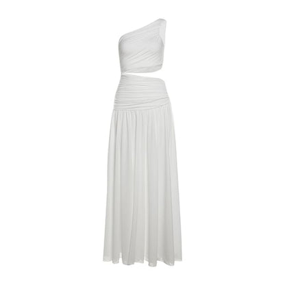 One Shoulder Sleeveless Cutout A-Line Maxi Dress