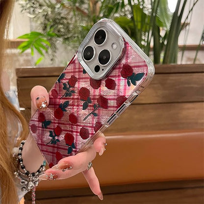 Case Adhesive Set Decoration Phone Plaid Rose /