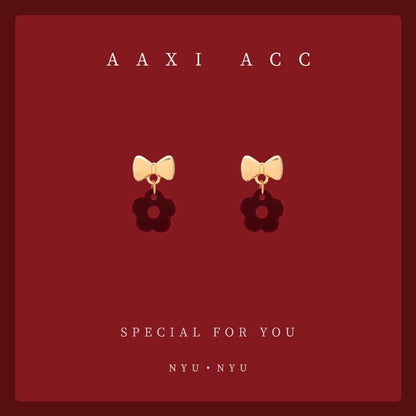 Earring Bow Clip-On / Floral Drop