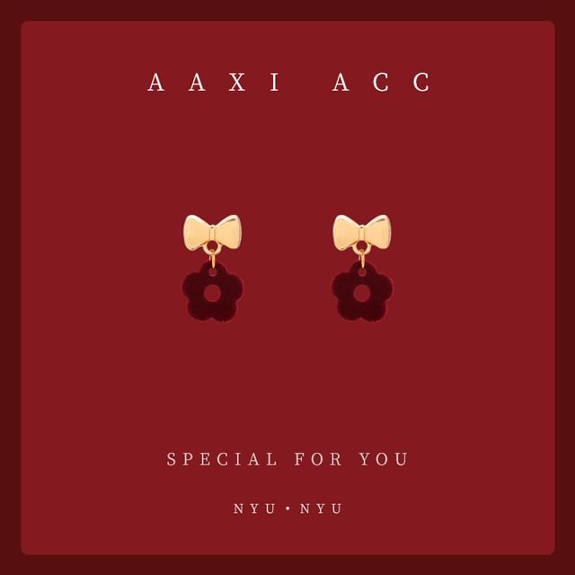 Earring Bow Clip-On / Floral Drop