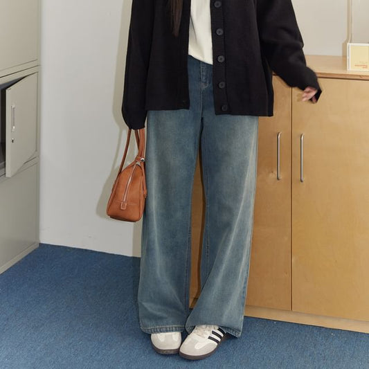 Plus Size High Rise Plaid Wide Leg Pants / Washed Wide Leg Jeans