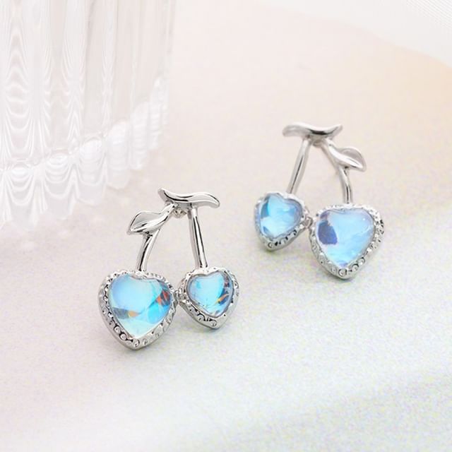 Cherry Clip-On Stud Earring Heart /