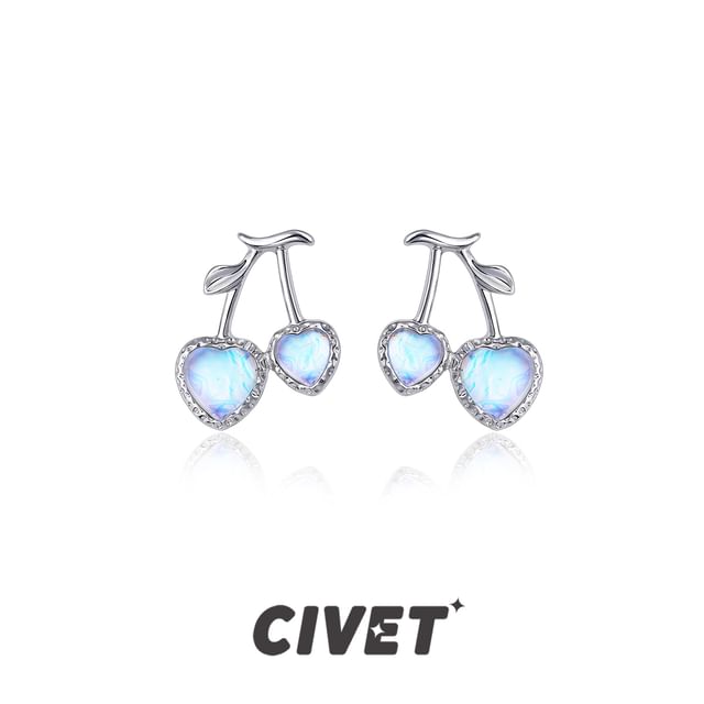Cherry Clip-On Stud Earring Heart /