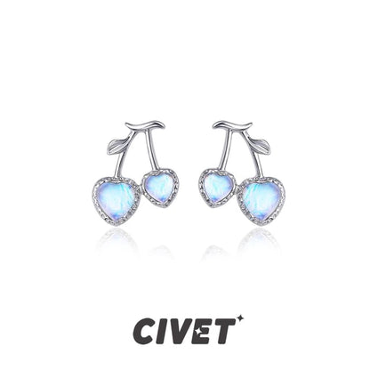 Cherry Clip-On Stud Earring Heart /