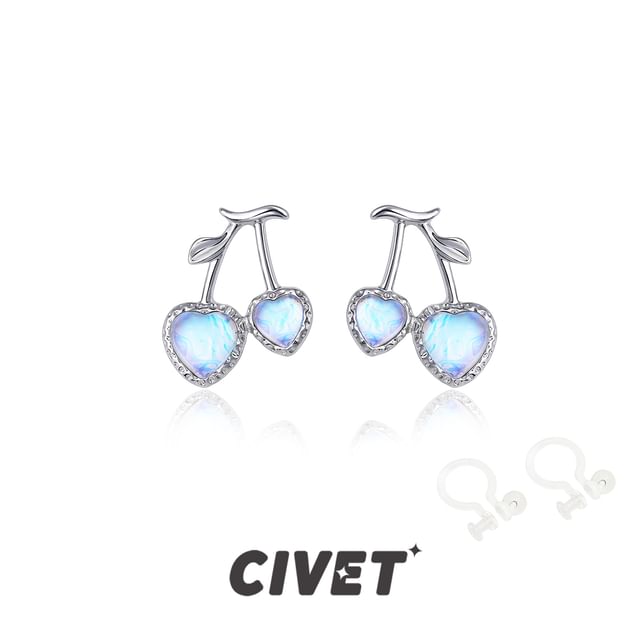 Cherry Clip-On Stud Earring Heart /