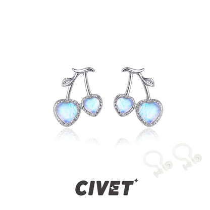 Cherry Clip-On Stud Earring Heart /