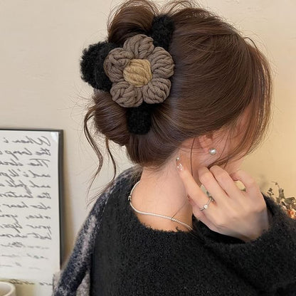 Yarn Chenille Hair Clip Floral Claw
