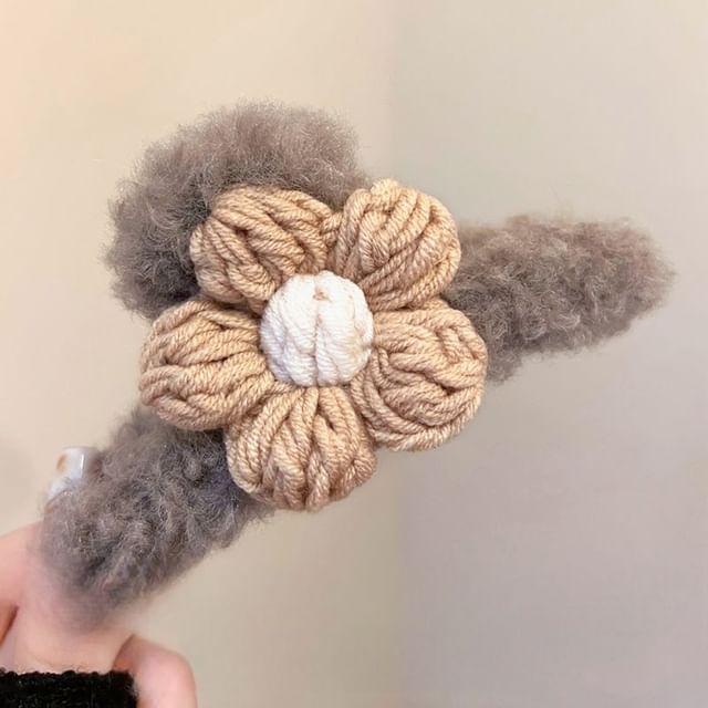 Yarn Chenille Hair Clip Floral Claw