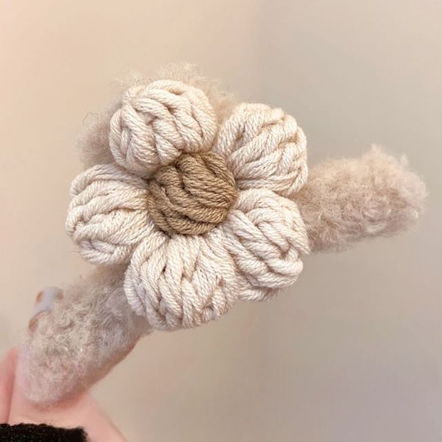 Yarn Chenille Hair Clip Floral Claw