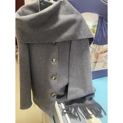 Round Neck Plain Single Breasted Coat